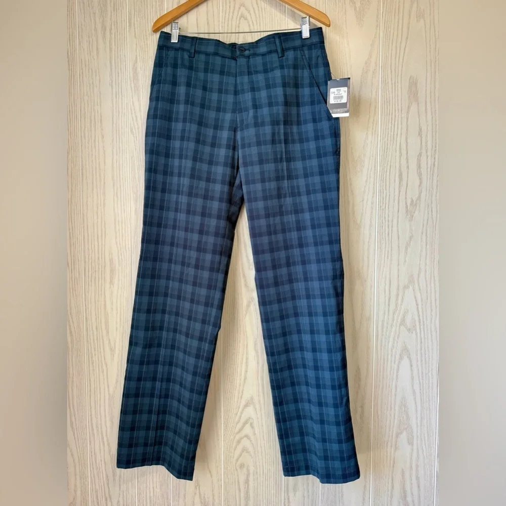 Nike Golf FitDry Plaid Performance Pants Size: 33W • Blue/Black Plaid • NWT $139